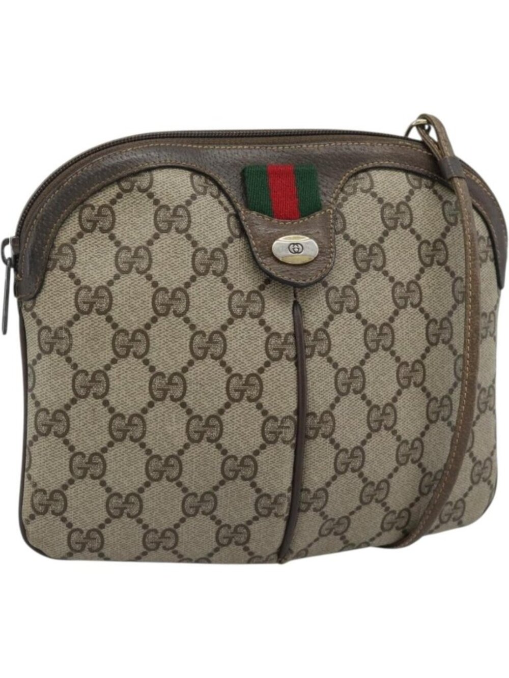 GUCCI GG Supreme Web Sherry Line Bag PVC Beige Gold 904 02 647
